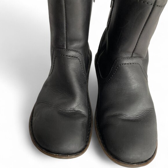 Ugg Neevah Black Shearling Sheepskin Lined Boots Leather Ankle Zip Women's 10 - Picture 4 of 13